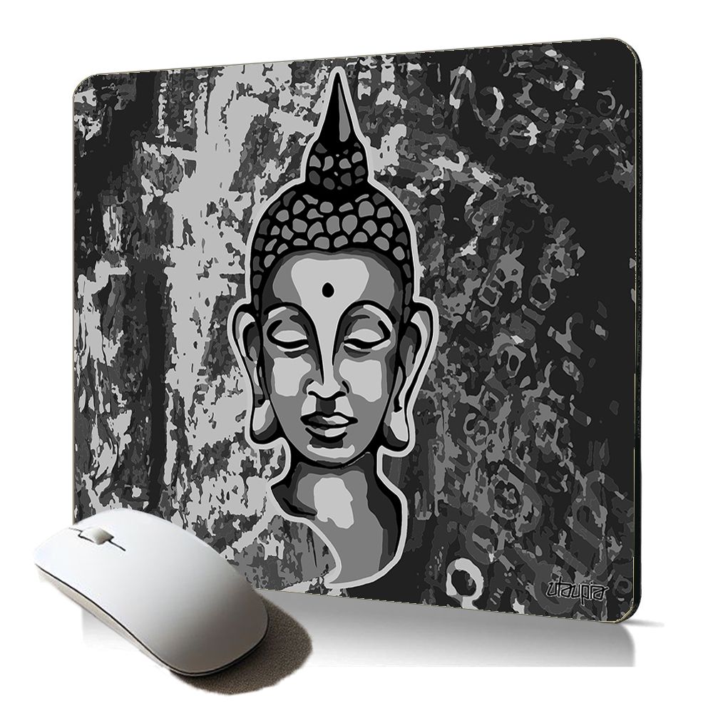 Utaupia Soft Mouse Pad with Buddha Face Art - Zen Yoga Portrait (Ergonomic, Buddhist Gift Accessory)