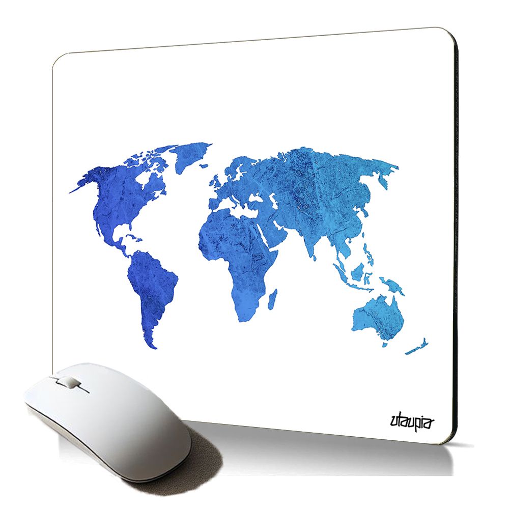 Utaupia Soft Mouse Pad - World Map Design, Original Art Travel Gift for Gamers