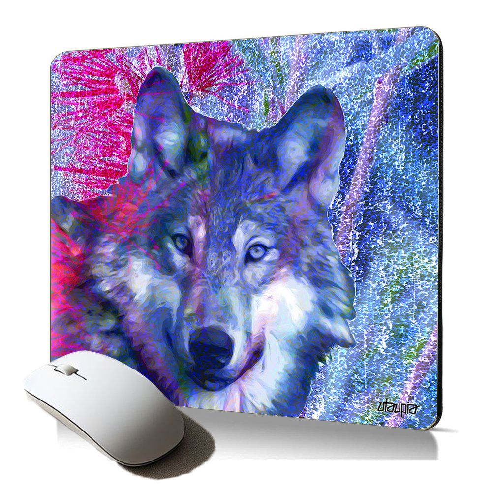Matracita de ratón suave Utaupia - Lobo salvaje naturaleza bosque diseño artístico