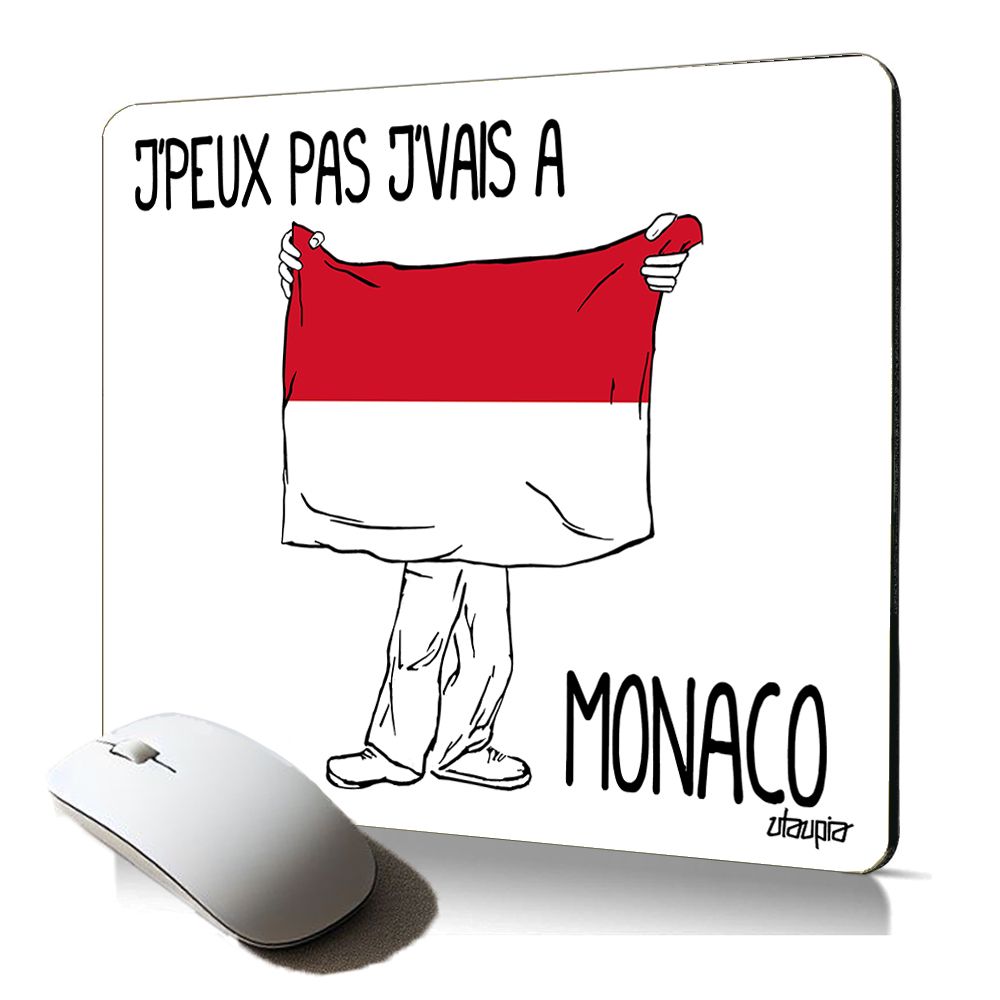 Manta para ratón suave de Utaupia - Bandera de Mónaco, diseño humorístico y duradero