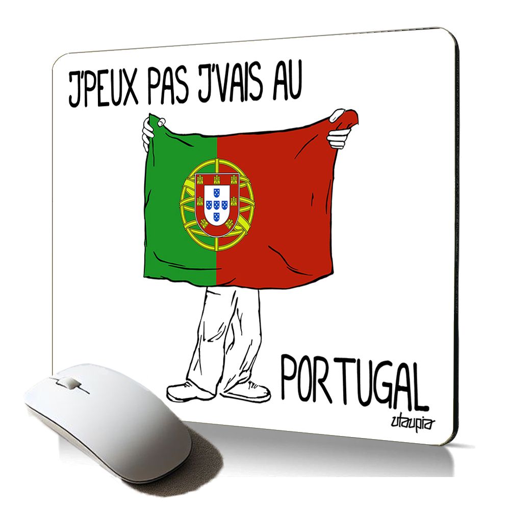 Tapis de souris souple Utaupia - Drapeau du Portugal, cadeau football pour ordinateur fixe