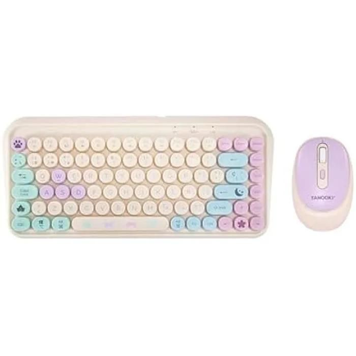 Kit de teclado y ratón inalámbrico TANOOKI (Bluetooth y 2.4 GHz, 85 teclas QWERTY, ratón con 3 niveles de sensibilidad)