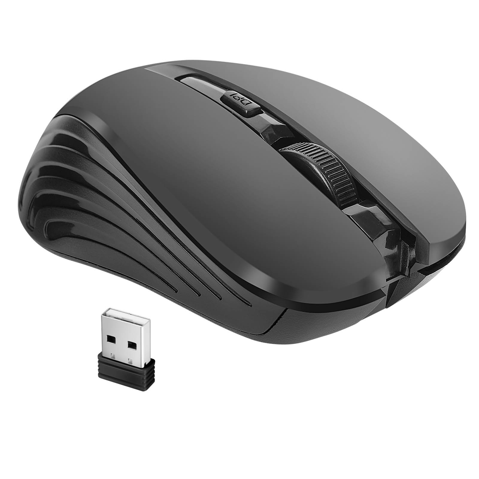 LinQ Wireless Optical Mouse 1600 DPI with USB 2.4G Receiver, 10m Range, Black