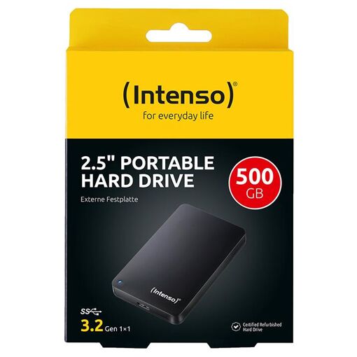 Intenso 500GB External Hard Drive 2.5" 5400 RPM USB Type-A 3.2 Gen 1 (3.1 Gen 1) Black