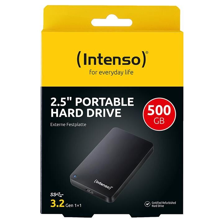 Intenso 500GB External Hard Drive 2.5" 5400 RPM USB Type-A 3.2 Gen 1 (3.1 Gen 1) Black