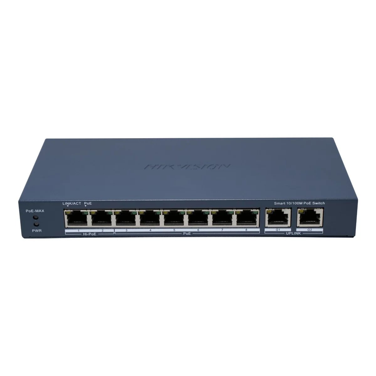 Hikvision HiPoE Managed Switch 8x PoE 2x Uplink RJ45 Blue