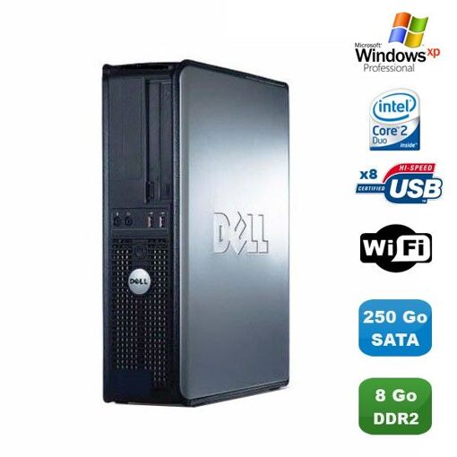 Dell Optiplex 760 DT Desktop - Intel Core 2 Duo E8400, 3GHz, 8GB RAM, 250GB HDD, WiFi, Windows XP Pro