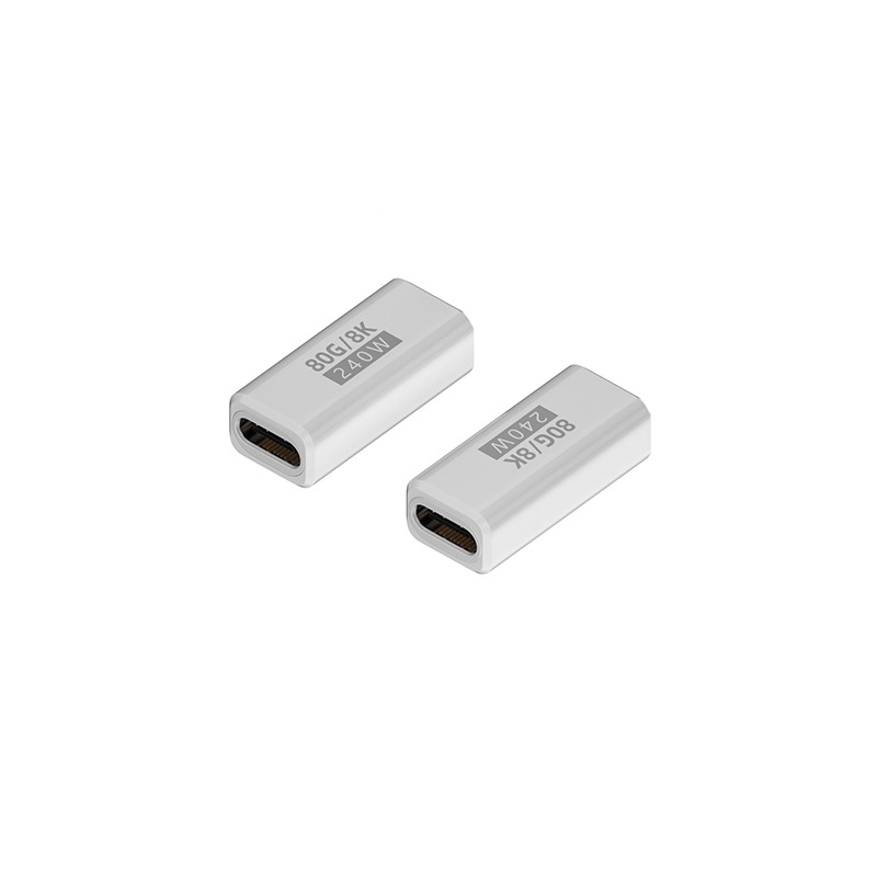 USB-C Female to Female Adapter 240W 80Gbps (2 Pieces) - Supports 8K@60Hz Video and PD Charging White