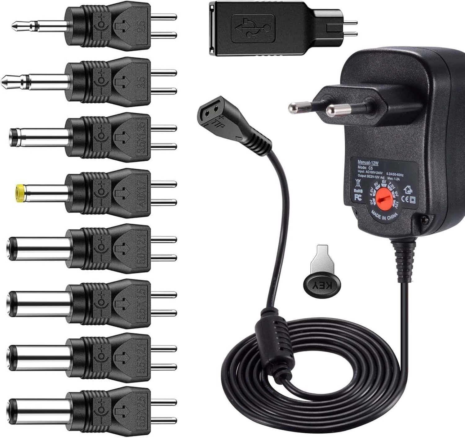 KALANKA Reversible Polarity 12W Universal AC to DC Adapter