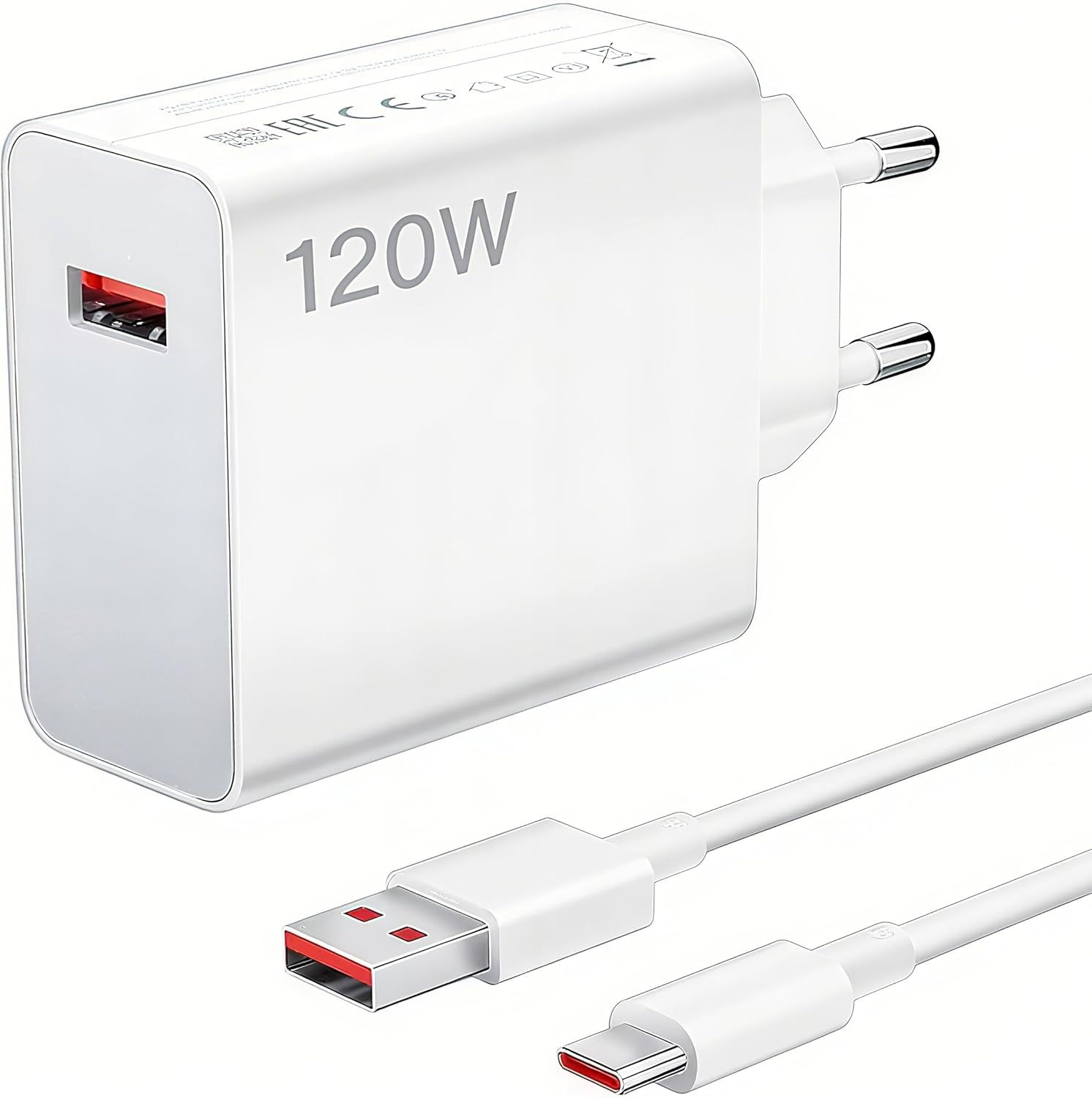 Cargador KALANKA de 120W y cable USB-C de 1,5 m, carga rápida para Note 15/14 Pro/13 Ultra/POCO X7/F7/mi Note 14 Pro 5G, etc.