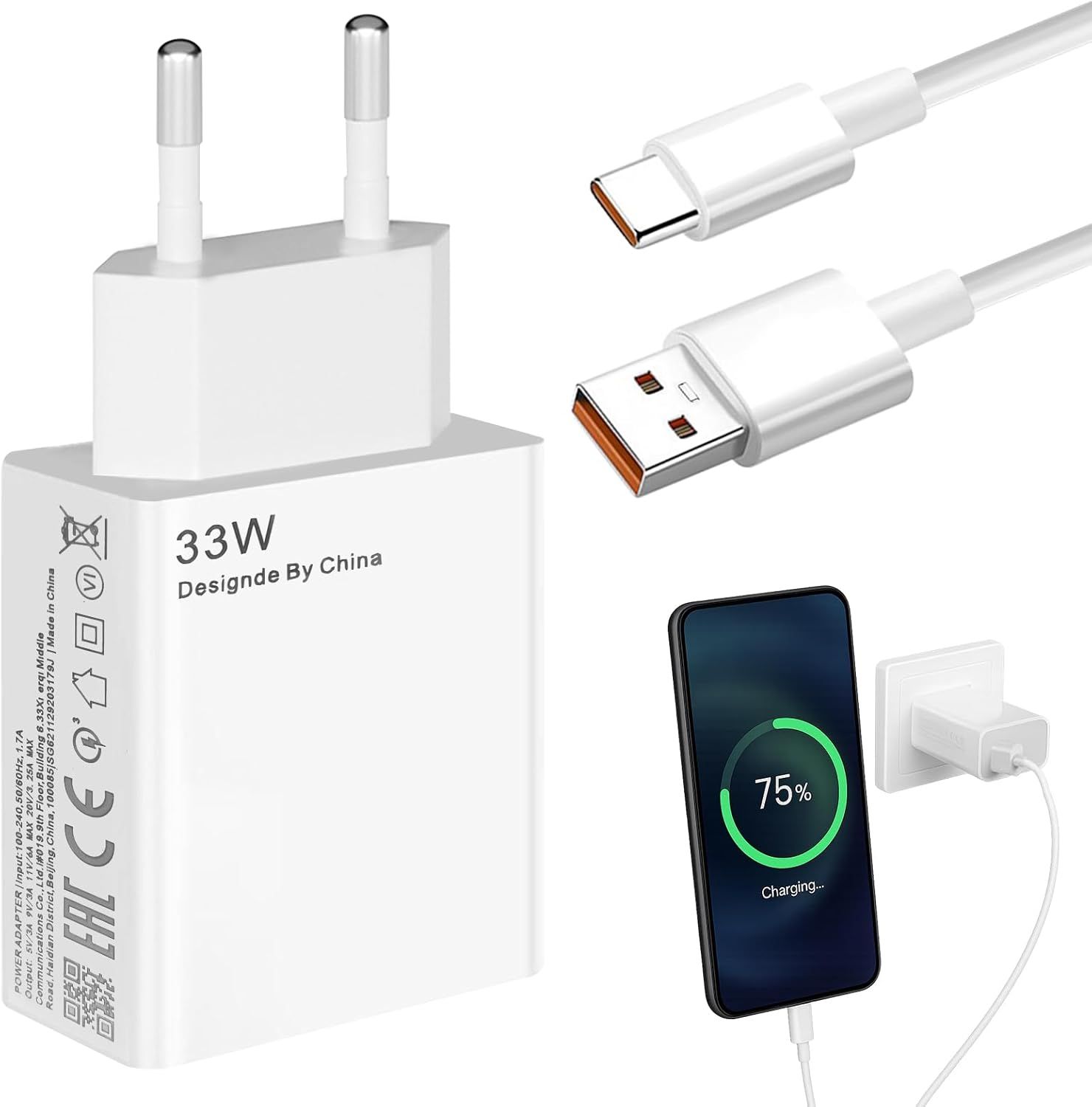 KALANKA 33W Fast Charger with 2m USB C Cable