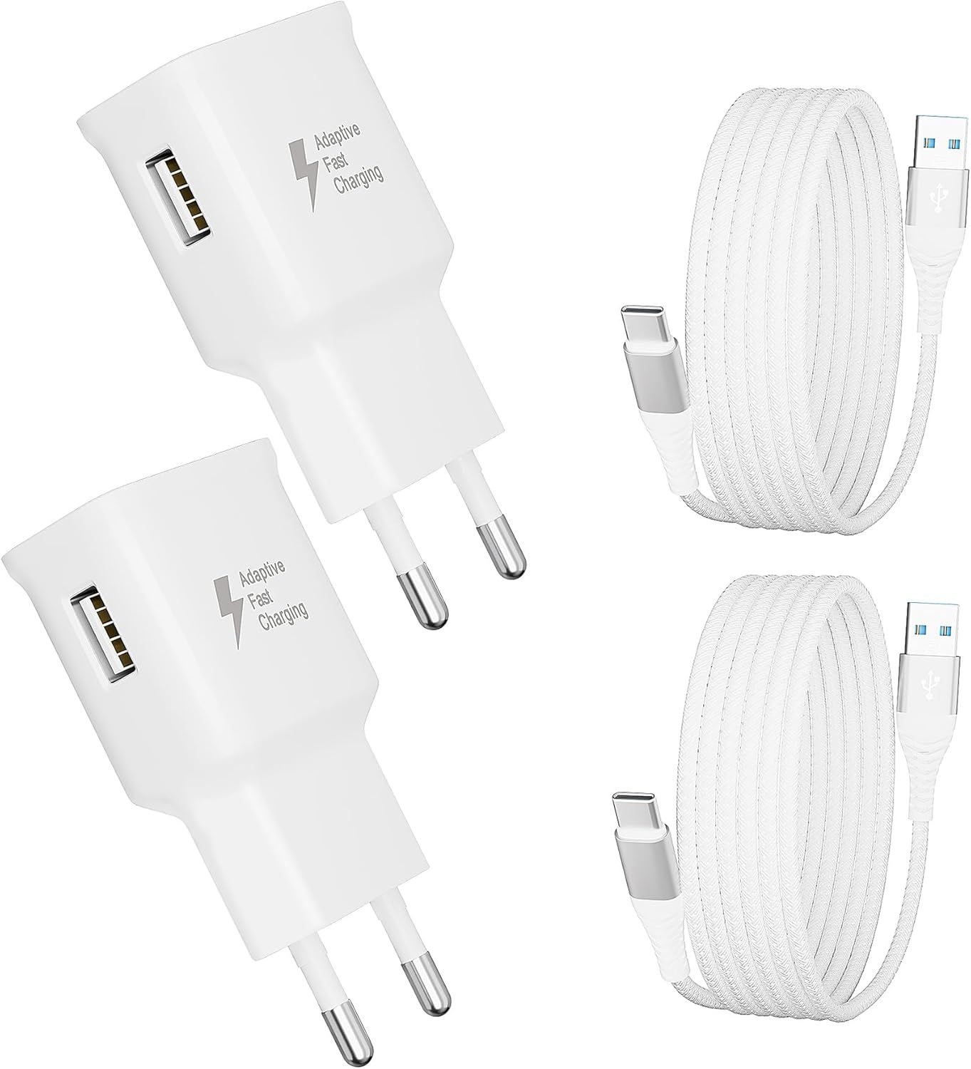 Cargador rápido adaptable KALANKA y cable USB-C de nylon de 2 metros
