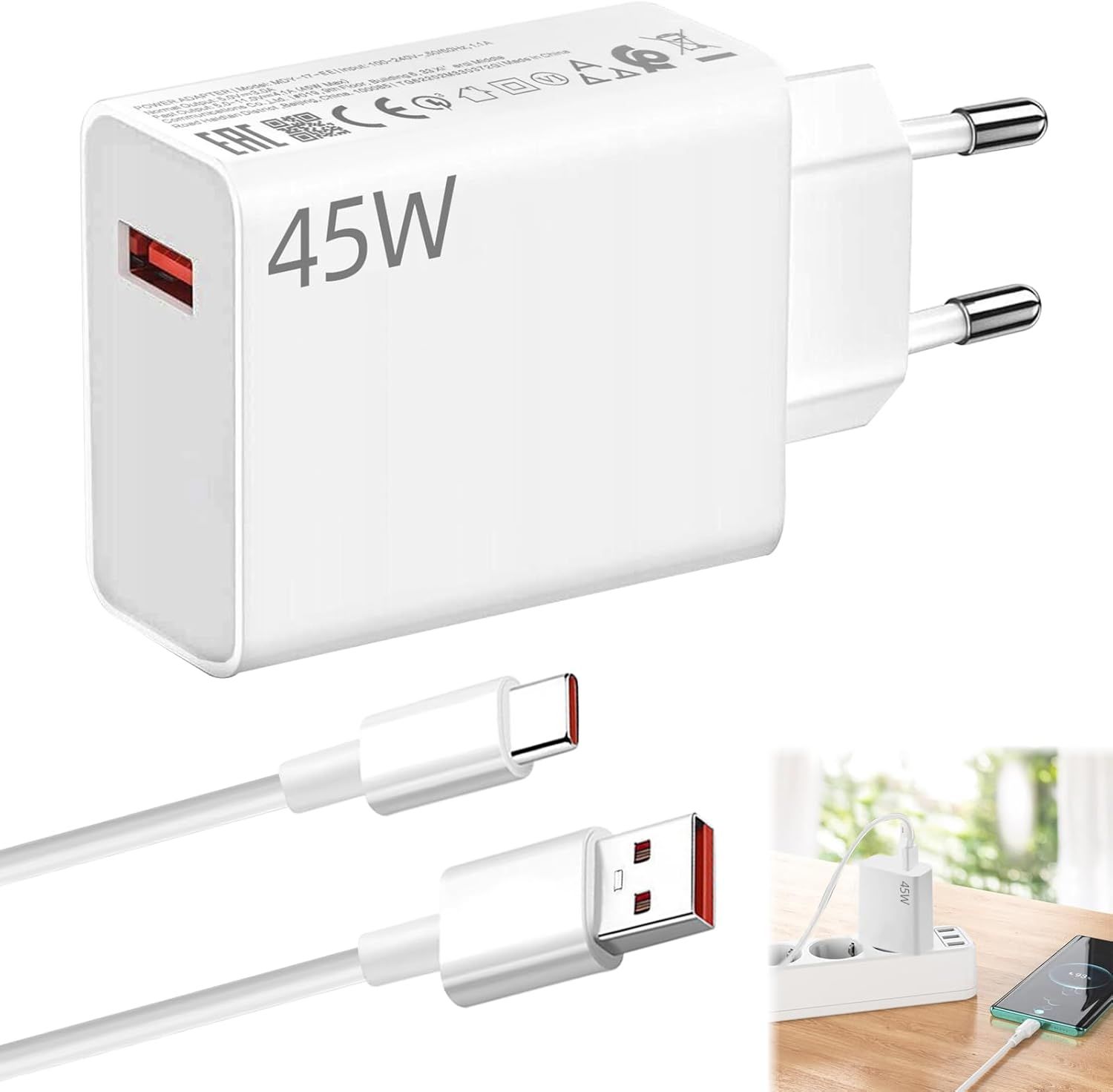 Chargeur rapide KALANKA 45W avec câble USB-C 6A de 1m, adaptateur Type-C pour Xiaomi Redmi Note 14 Pro, 14, 13, 12, POCO X7, charge turbo pour Xiaomi Pad 7 6 11 Lite Redmi Pad SE Pro POCO C75 C65