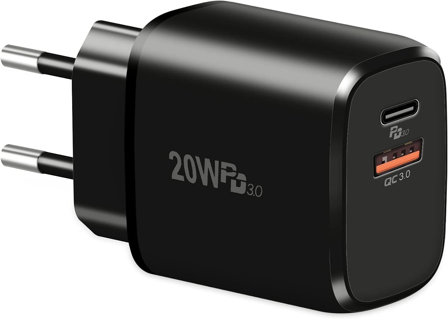 Chargeur USB-C KALANKA, Adaptateur secteur 20W avec technologie Cshare, Compatible avec la charge rapide QC 3.0 et PD