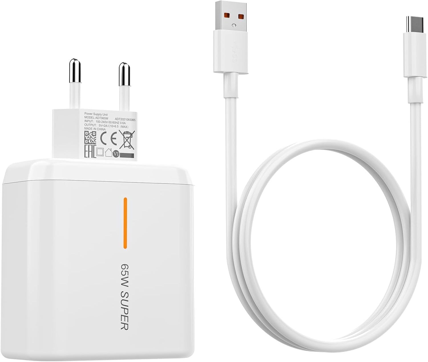 KALANKA 65W SuperVOOC Fast Charger for Oppo Reno8 T, Find N2 Flip, X-Series and Oneplus Devices - 2m Cable