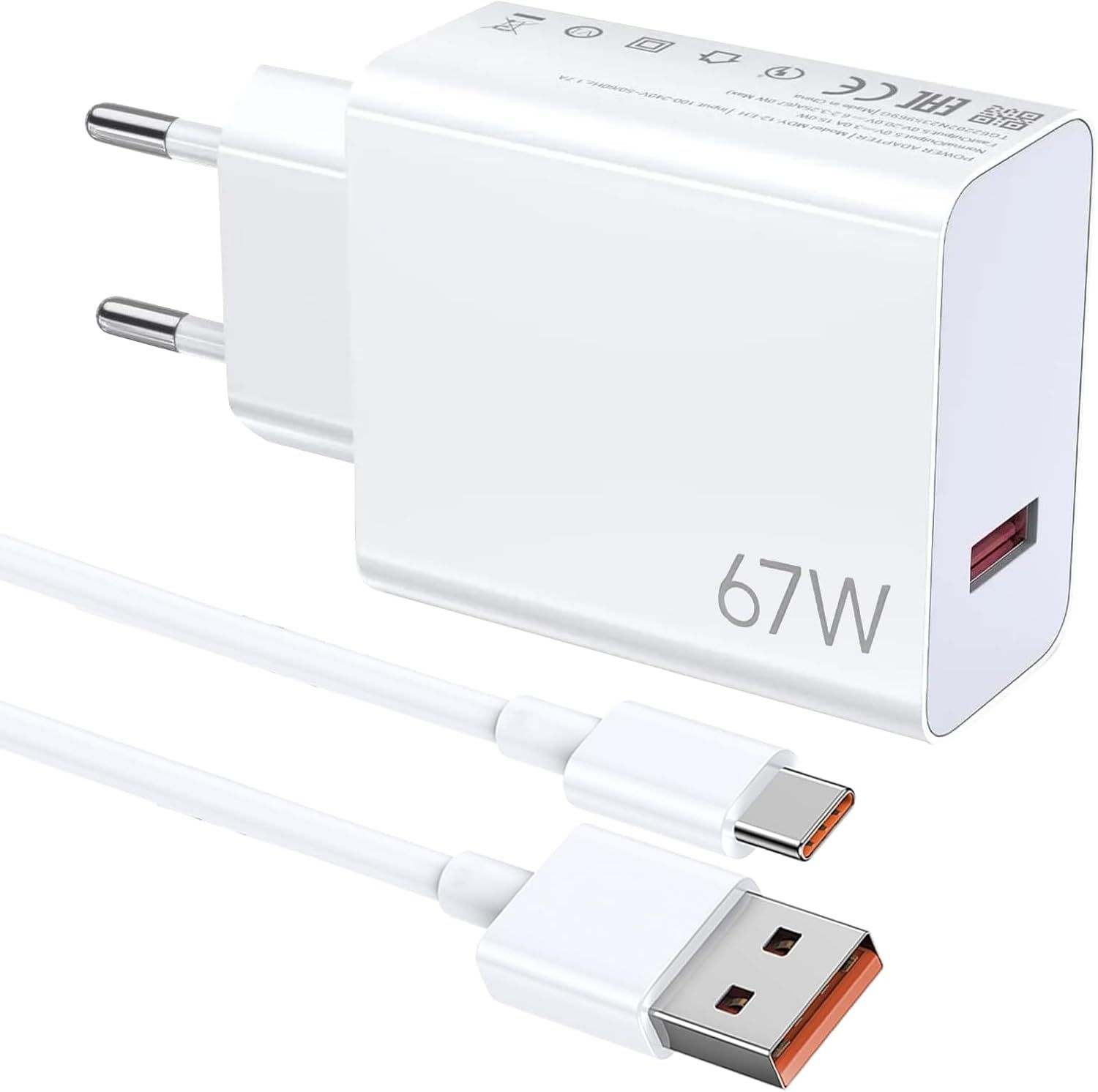 Chargeur KALANKA 67W avec câble USB-C de 2m, charge rapide pour les téléphones Mi et Redmi