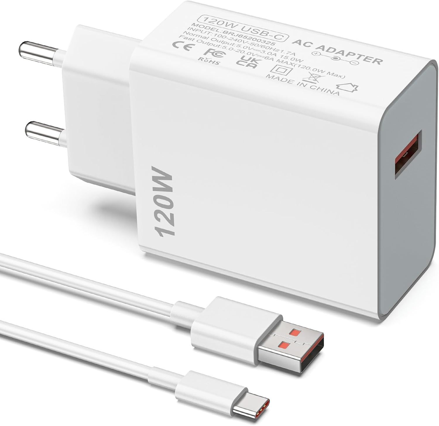 KALANKA 120W Quick Charger for Xiaomi 13 Pro, 12 Pro Plus, Black Shark 5 Pro and more (Black, 6A USB-C Cable)