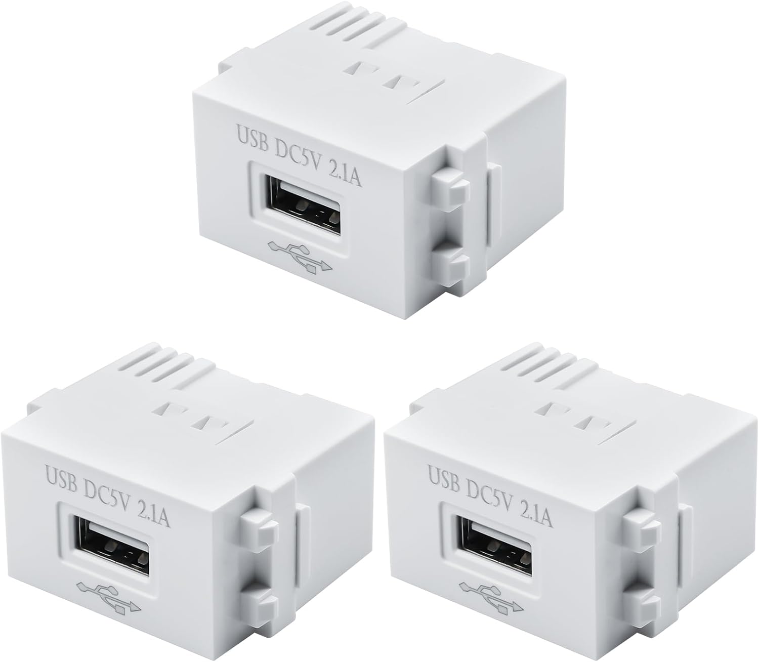 KALANKA 3-Pack USB Power Module: 2.1A Fast Charger, Universal Adapter for Smartphones & USB Devices