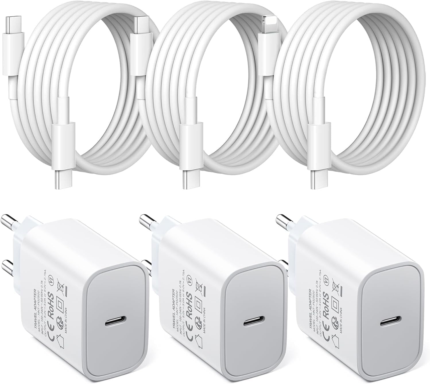 Kit de cables de carga KALANKA USB-C 25W, pack de 3