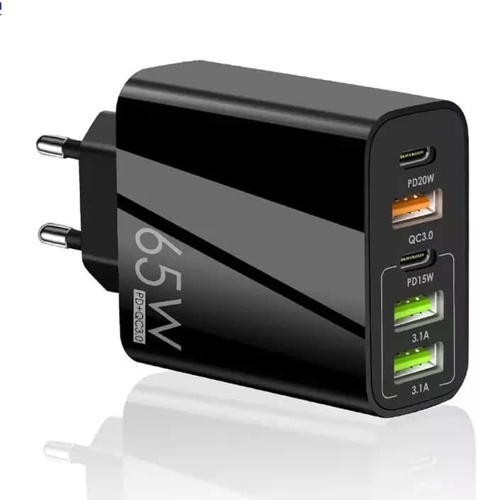 Cargador KALANKA múltiple de 65W con puertos USB C, QC3.0, adaptador USB C PD, carga rápida por red para dispositivos móviles