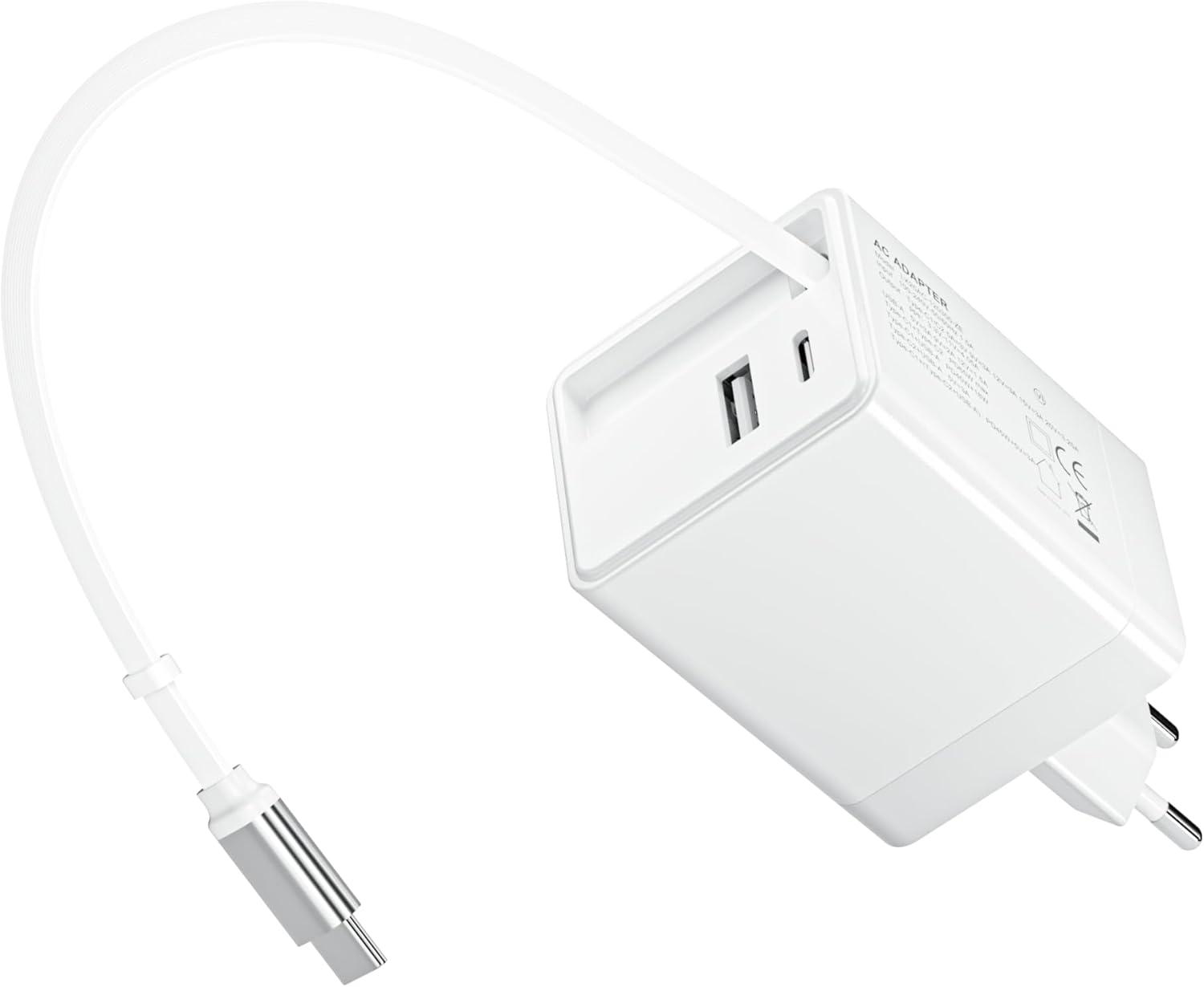 KALANKA 65W USB-C Quick Charger with Retractable Cable for iPhone, MacBook, Samsung and More