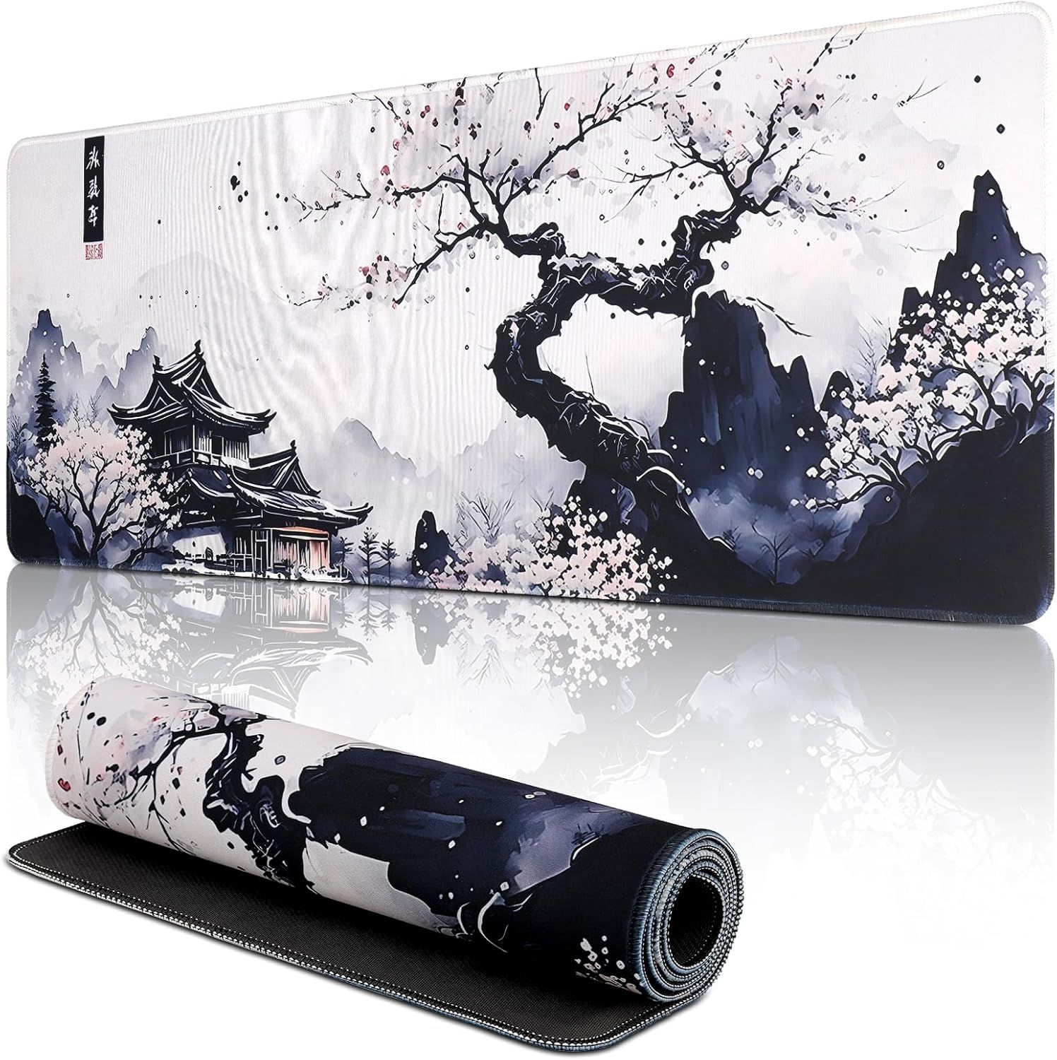 Manta para ratón de juego KALANKA, manto grande XXL de 800 x 300 mm, base no resbaladiza impermeable con bordes cosidos para jugadores, computadora y PC