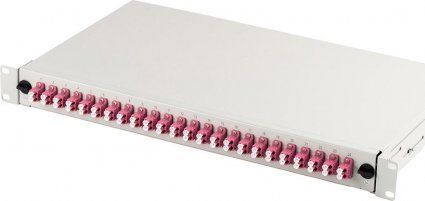 Digitus FO Patch Panel, 19'' 1U, 24x LC dx OM4 Adapters, Extensible, Grey