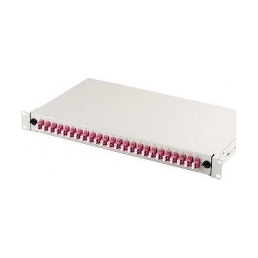 Digitus FO Patch Panel, 19'' 1U, 24x LC dx OM4 Adapters, Extensible, Grey