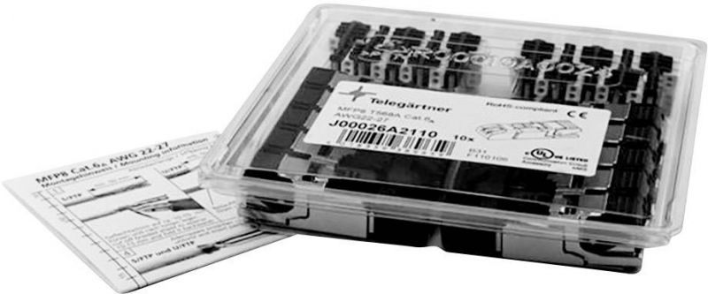 Conector TP/RJ45 Terminable en Campo de Telegärtner, CAT6A, Configuración MFP8 T568B, Paquete de 10