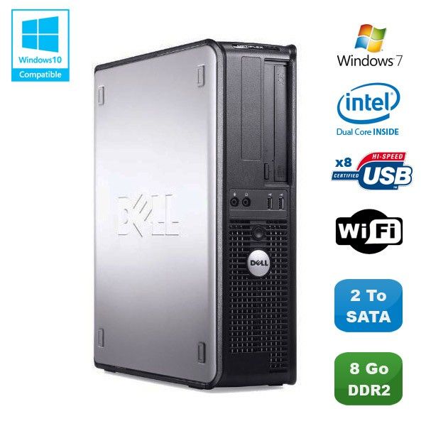 Dell Optiplex 760 DT Desktop PC - Intel Dual Core E5200, 2.5GHz, 8GB DDR2 RAM, 2TB HDD, WiFi, Windows 7