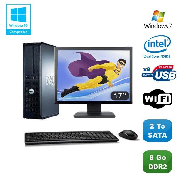 Dell Optiplex 760 DT PC - Intel E5200, 2.5GHz, 8GB DDR2, 2TB HDD, WiFi, Windows 7