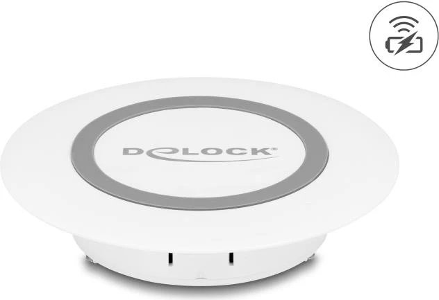 Delock Inductive Charging Pad - Desk Mount - 15W, 1.25A - Fast Charge - White (66260)
