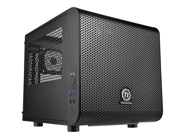 Thermaltake Core V1 Mini ITX Computer Case, Windowed Side Panel, Black