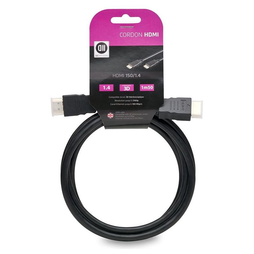 D2 Diffusion High-Speed HDMI Cable - 1.5m, Black, 2160p & 3D Support