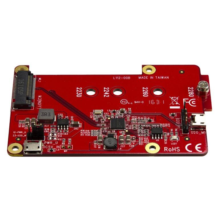 StarTech.com USB to mSATA Converter for Raspberry Pi and Development Boards - USB to Mini SATA Adapter - Storage Controller - M.2 Card - USB 2.0 - Red