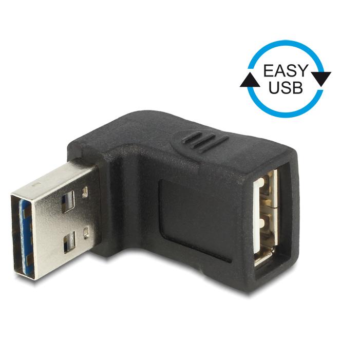 Adaptador USB Delock - Ángulo 90°, Negro