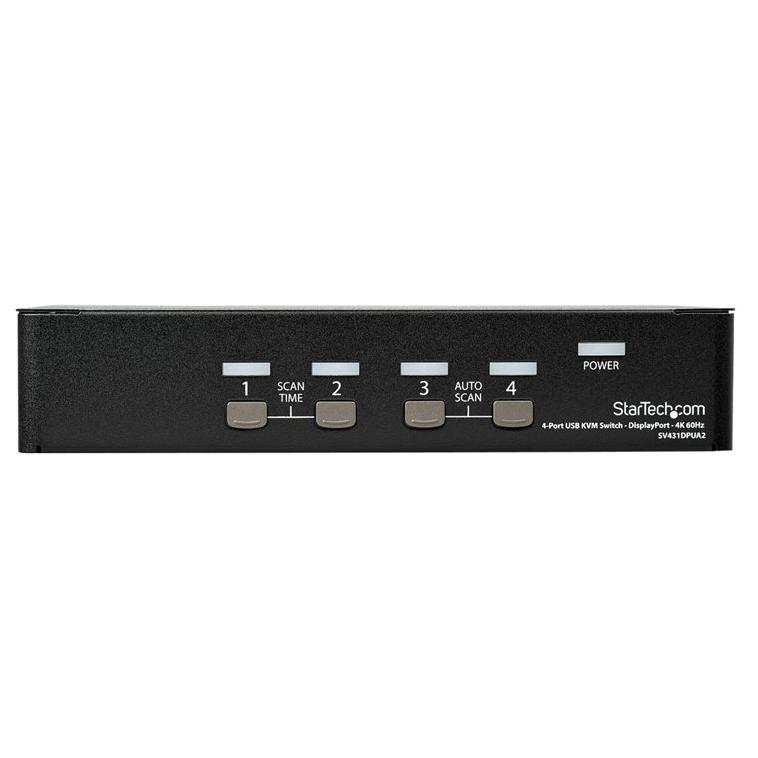 Commutador KVM de 4 puertos StarTech.com DisplayPort 4K 60 Hz con puerto USB 2.0 integrado