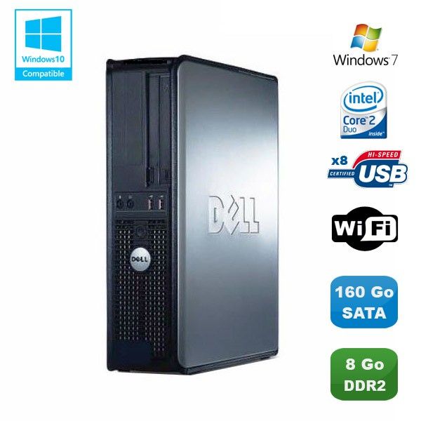 Dell Optiplex 760 DT Desktop PC - Intel Core 2 Duo E8400, 3GHz, 8GB DDR2, 160GB HDD, WiFi, Windows 7