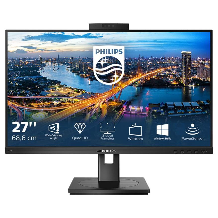 Philips B Line 275B1H - LED Screen - 27" - QHD 2560 x 1440 @ 75Hz - IPS - 300 cd/m² - 1000:1 - 4ms - HDMI, DVI-D, DisplayPort - Speakers - Black