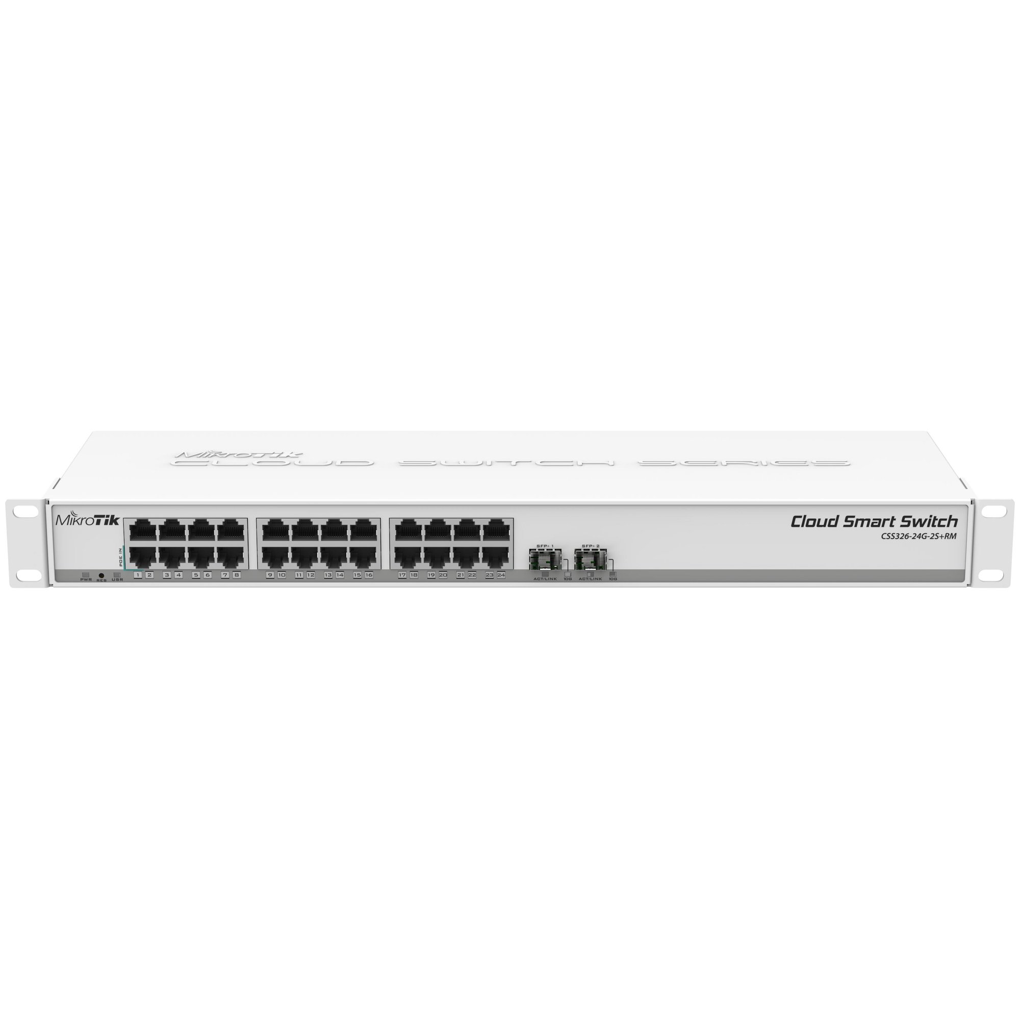 Mikrotik CSS326-24G-2S+RM Managed Gigabit Ethernet Switch (10/100/1000) with PoE, 24 Ports, 1U, White
