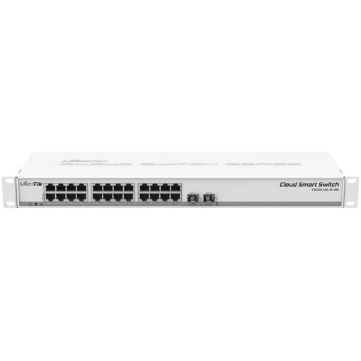 Commutateur réseau géré Mikrotik CSS326-24G-2S+RM (10/100/1000 Gigabit Ethernet) avec alimentation PoE, 24 ports, 1U, blanc