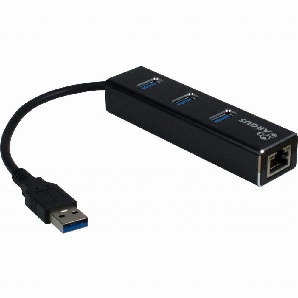 Inter-Tech USB 3.0 A Adapter - 3x USB 3.0, 1x RJ45 Gigabit LAN