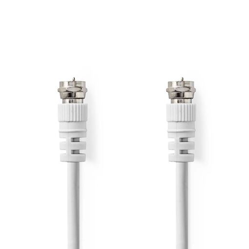 Nedis Antenna Cable - 3m, F Male to F Male Connector, Double Shielding, White, Round