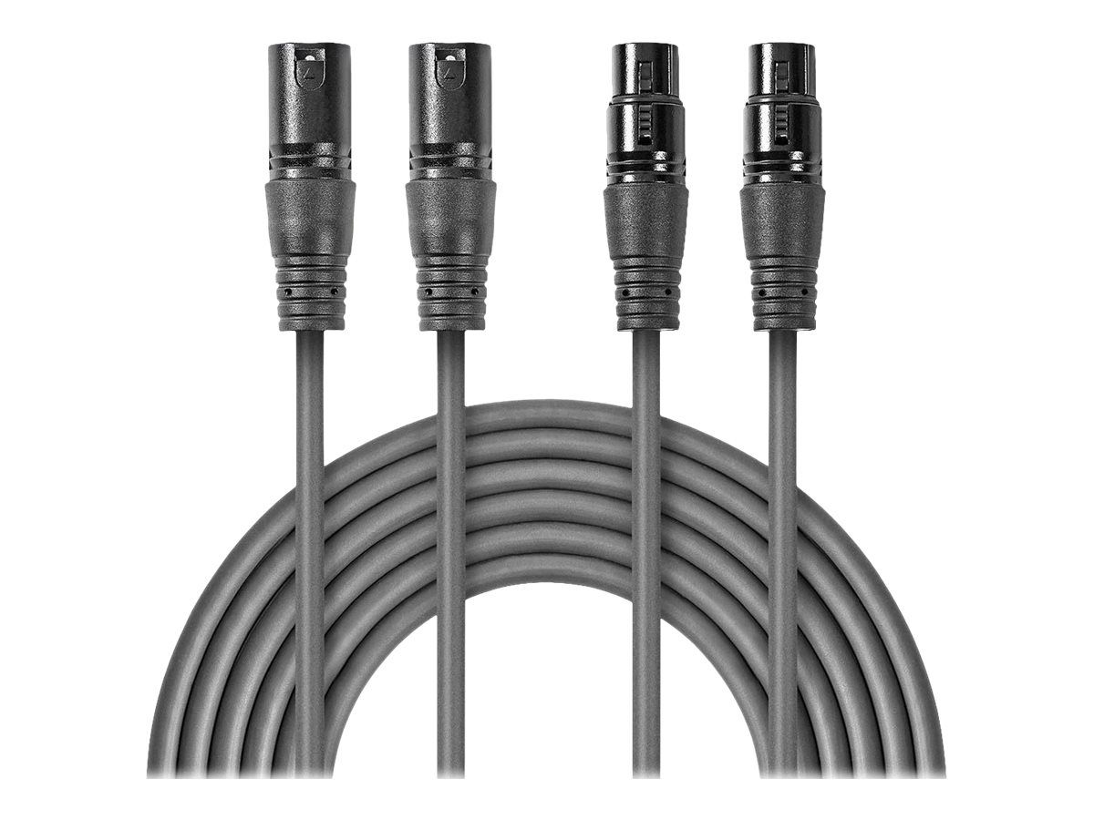 Nedis OnStage Audio Cable Extender - 3m, XLR3 Male to Female Locking Connectors, Dark Grey