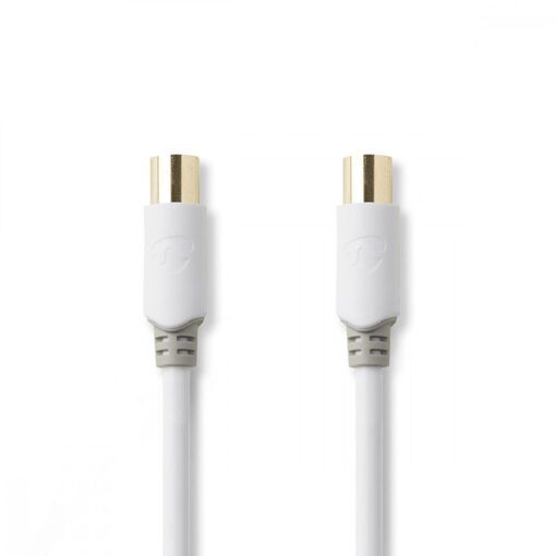 Cable de antena Nedis, 1 m, conector IEC macho directo a hembra directo, doble blindado, 100 dB, blanco