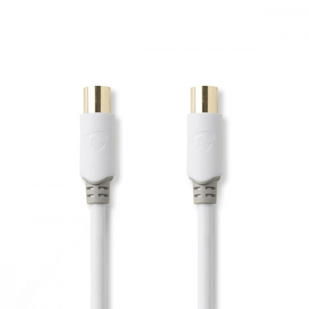 Nedis Coaxial Antenna Cable, 1m, Right IEC Male to Female, Double Shielded, 100dB, White