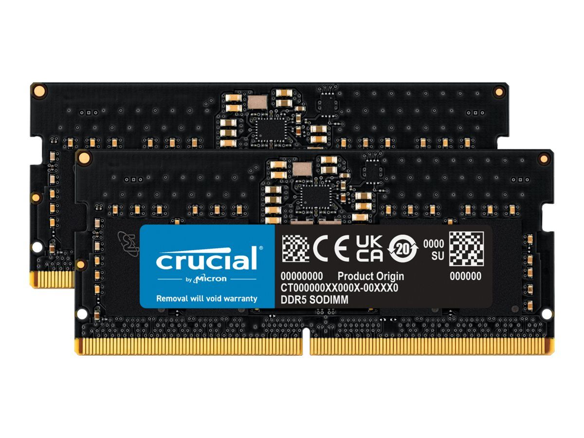 Micron Technology DDR5 16GB Kit (2x8GB) SO-DIMM 262-Pin, 4800MT/s / PC5-38400, CL40, 1.1V, Unbuffered, Non-ECC