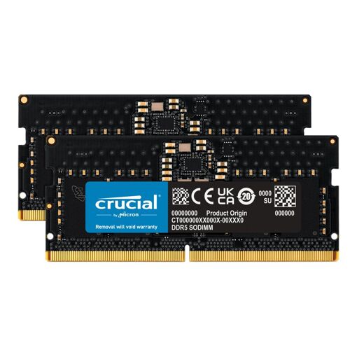 Kit Micron Technology DDR5 de 16 GB (2 x 8 GB) SO-DIMM 262 pines, 4800 MT/s / PC5-38400, CL40, 1.1 V, sin búfer, no ECC