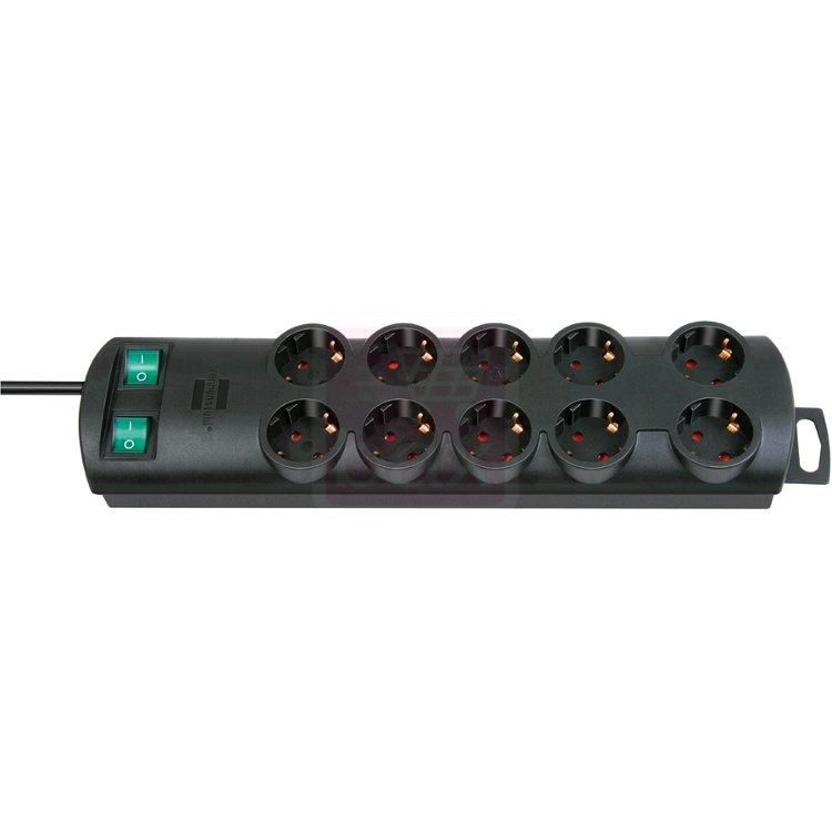 Brennenstuhl Primera-Line Circuit Breaker with 10 Outlet Connectors, 2m Cable - Black