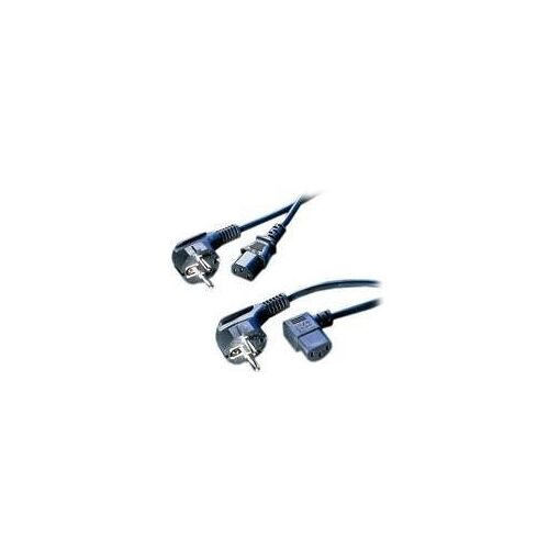 Roline Power Cable - CEE 7/7 (M) to IEC 60320 C13 - 250V AC - 3m - 90° Male Connector - Black